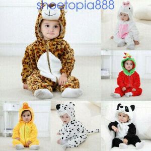 Newborn Infant Baby Boy Girl Hooded Cartoon Romper Jumpsuit Outfits Clothes